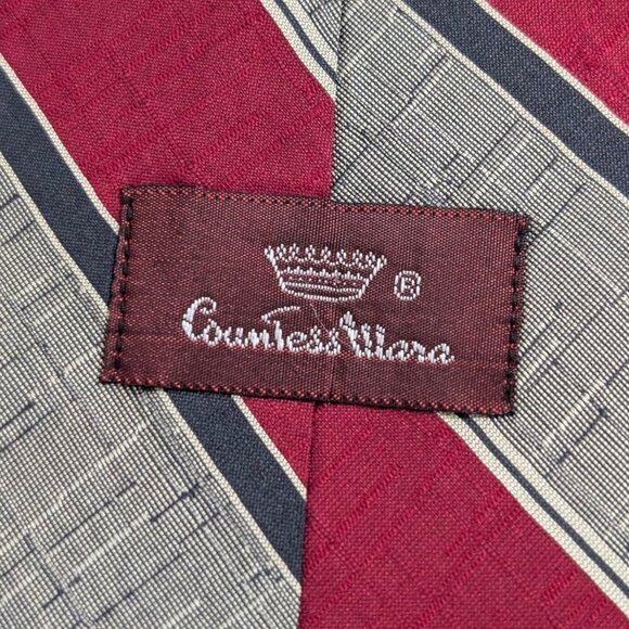 🍁Vintage Countess Mara 100% Silk Striped Tie - Picture 4 of 5